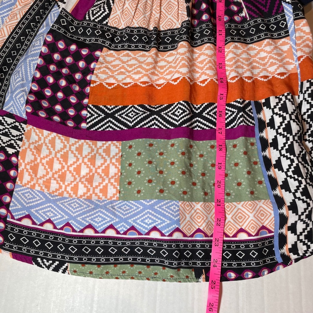 Maeve by Anthropologie Patchwork Geometric Puff Sleeve Blouse Multicolor Medium - Picture 6 of 6
